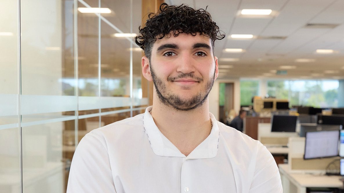 Customer smiling to camera 