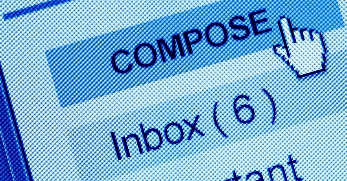 Mouse hovering over the "compose" button of an email