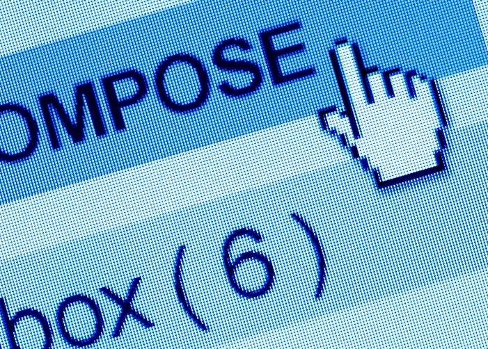 Mouse hovering over the "compose" button of an email
