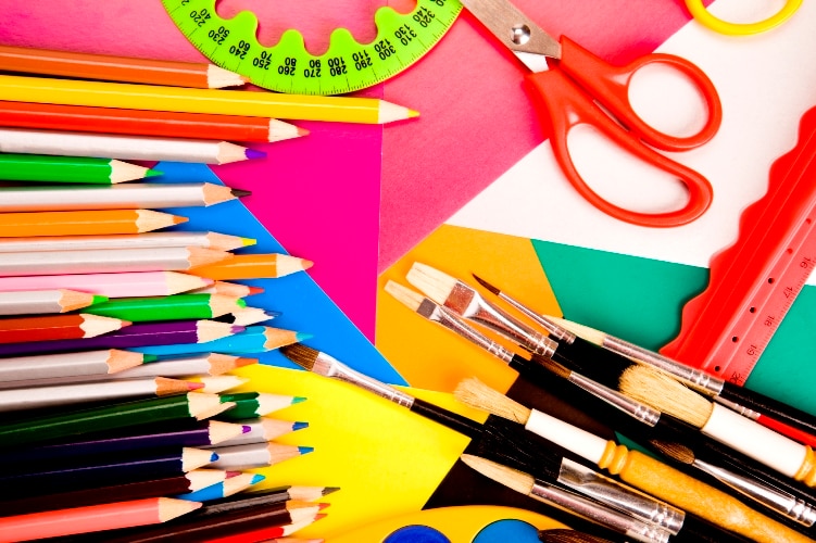 Colorful arts and crafts supplies