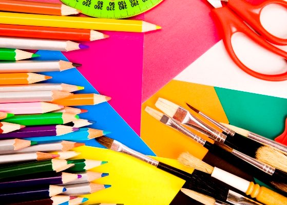 Colorful arts and crafts supplies