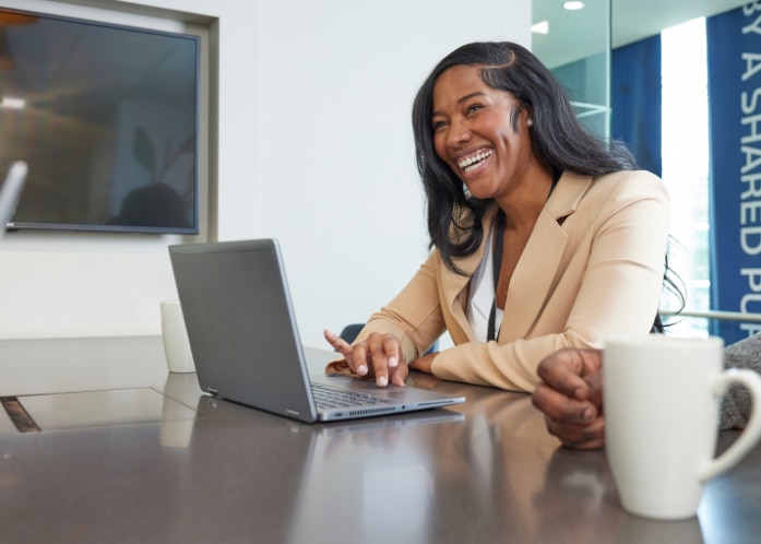 Female employee working on her computer