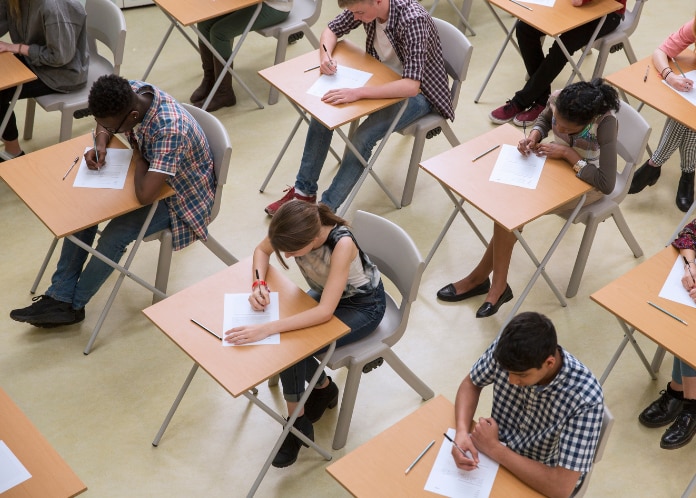 Students sat down taking university exams
