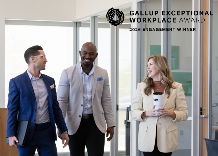 Enterprise Mobility team members laughing and walking